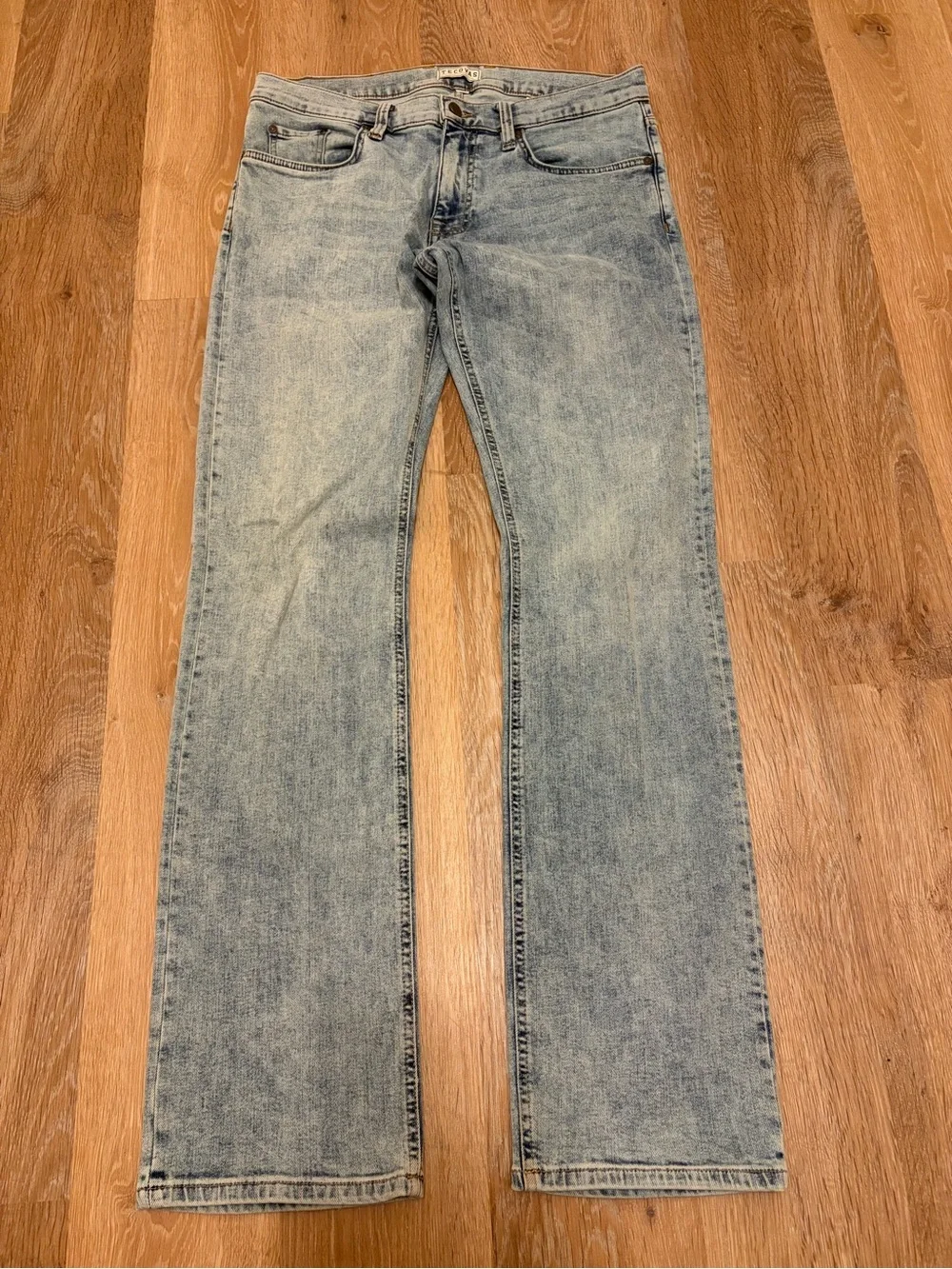 TECOVAS Slim Jean Men's 33x34 Light Blue Wash Western Stretch Denim